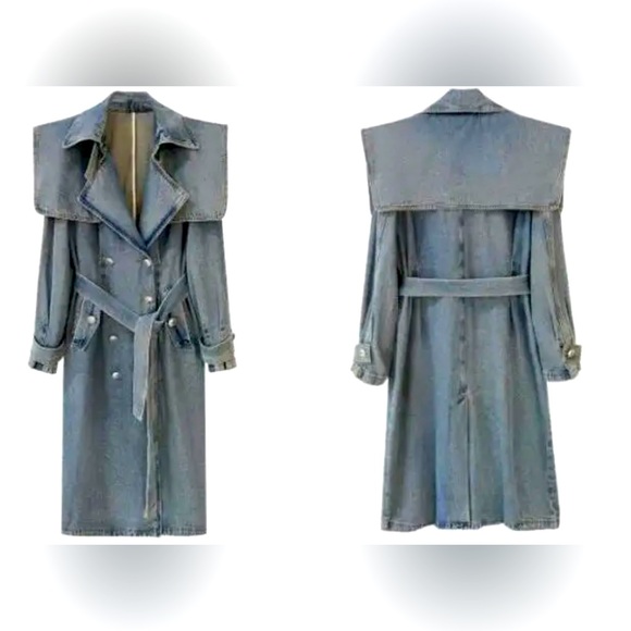 NWT Denim Trench Coat - Stylish, elegant.. dress it up or down - Size M - Picture 2 of 4